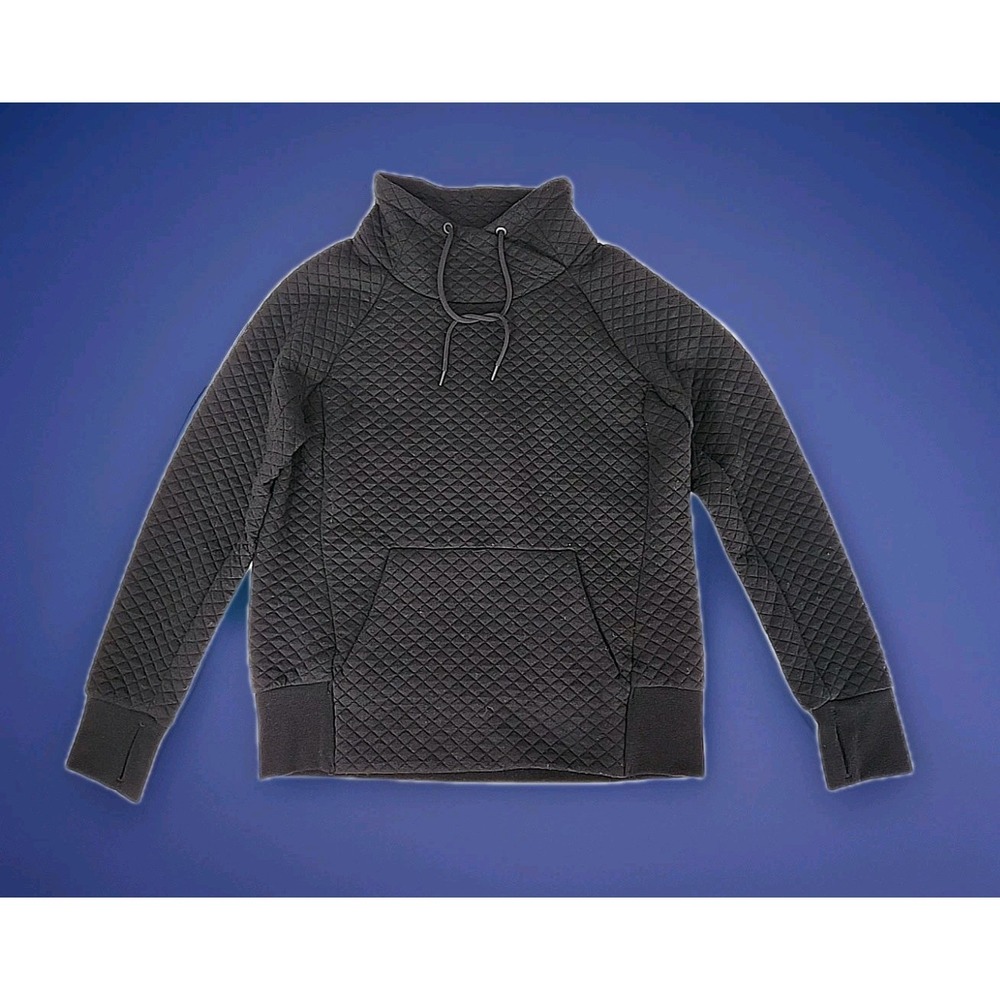 Green Tea Women's Small Quilted Long Sleeve Pullover Mock-Neck Black Pockets